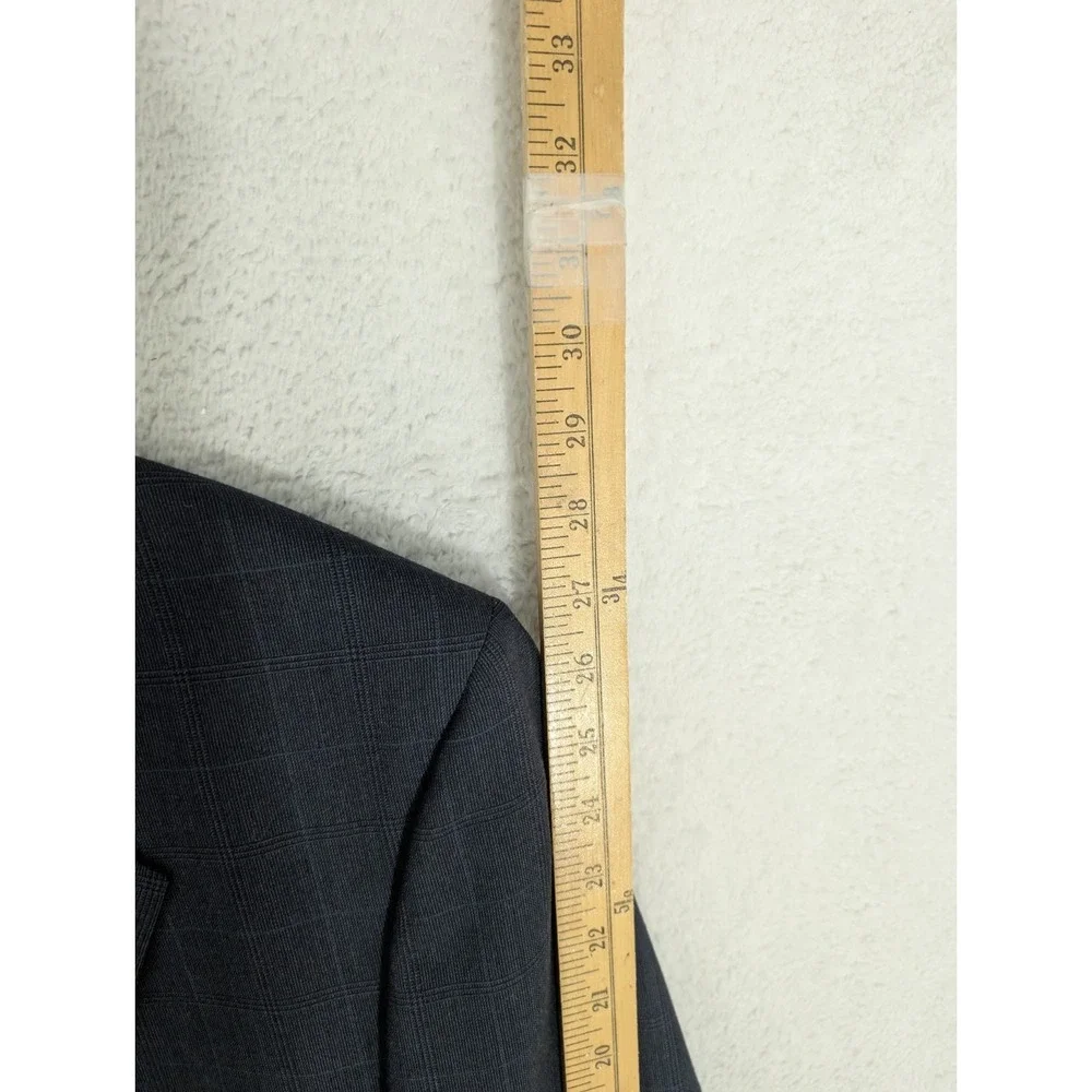 Jos A Bank 48EXL 38x34 Blue 100% Wool USA Made Mens‎ Full Suit Subtle Plaid